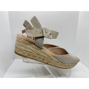 NWB ERIC Michael ZOE 2" Wedge Open Toe Sandals Beige Suede Leather Minimalist 8
